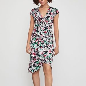 NEW-BCBG Cap Sleeve Faux Wrap Woven Dress